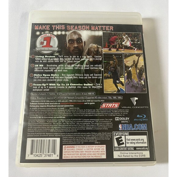 NBA 2K9 (Sony PlayStation 3, 2008) Tested Kevin Garnet Cover - Picture 2 of 8